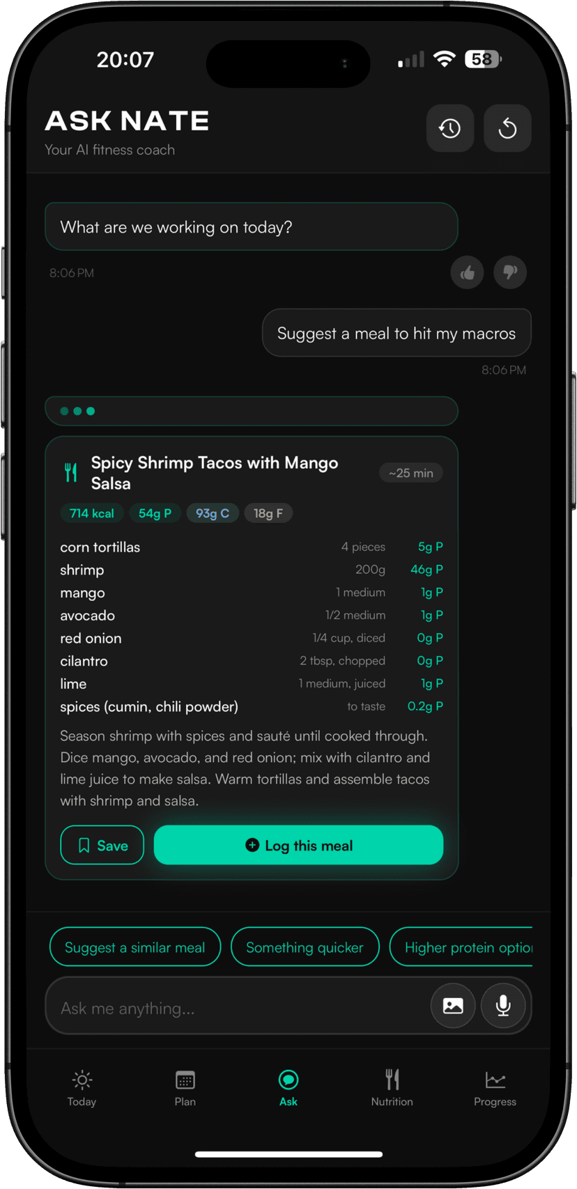 NATE Smart tools screen